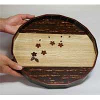 送料無料】秋田角館樺細工（桜皮細工）のお盆。山桜の木の皮を使った